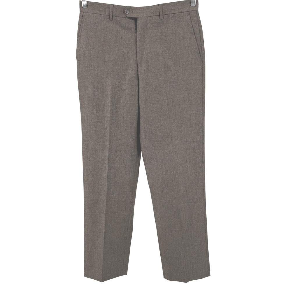 Zignone Biella-Italy trousers Mens 32 Brown 100 Virgin Wool Italy Flat Front Lux